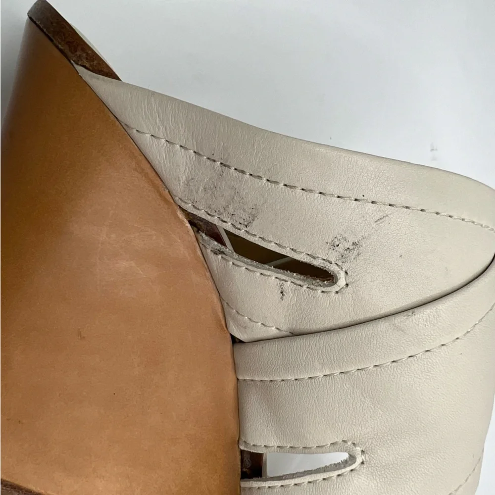 Rag & bone Shaw Wedge Sandals in Cream Size Leather Size 38.5